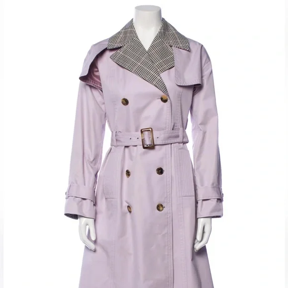 kate spade Lilac Trench Coat with Plaid Collar - Picture 2 of 12